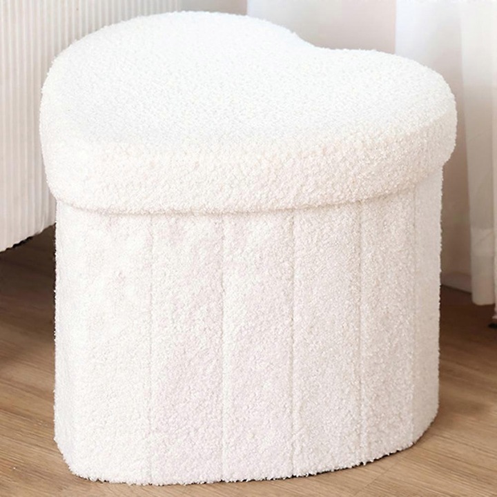 Taburet depozitare inima alb 39x39x33cm