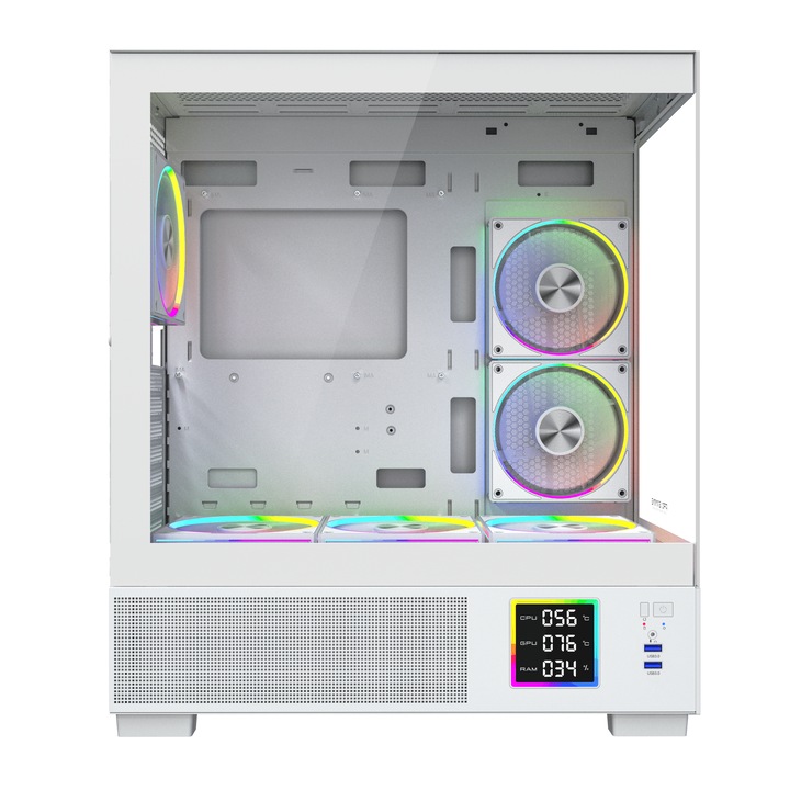 Настолен компютър PC Gaming ProGaming Kian Бял AMD Ryzen 5 5600X до 4.6GHz, 32GB DDR4, SSD 1TB, RTX 5060 8GB, 6 включени вентилатора, Wi-Fi и инсталиран Windows 11