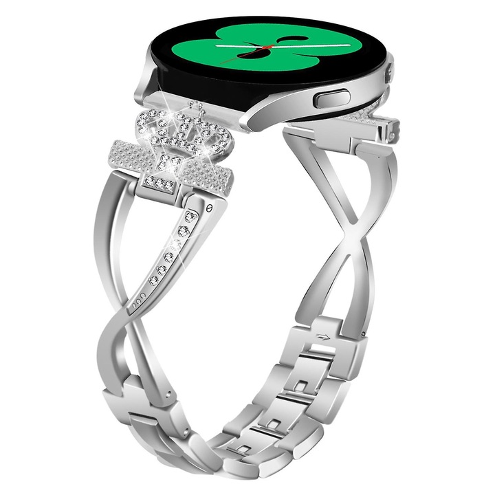 Curea ceas zinc aliaj, 20mm, argintiu, pentru smartwatch