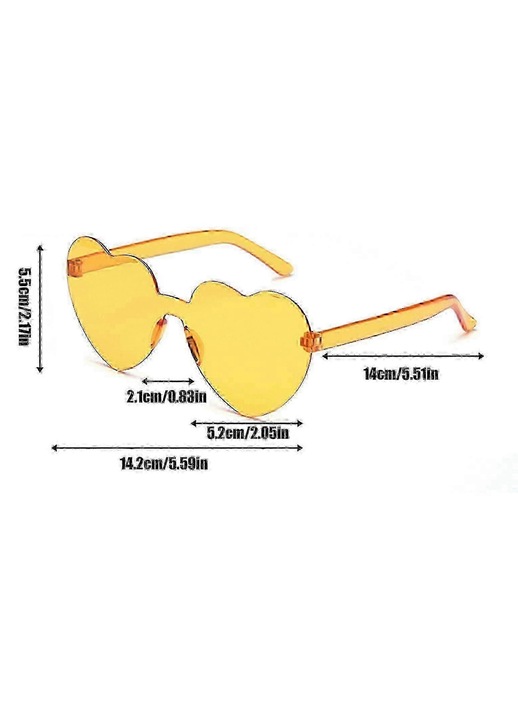 Set 12 ochelari de soare inimi, multicolor, 6x6cm, femei