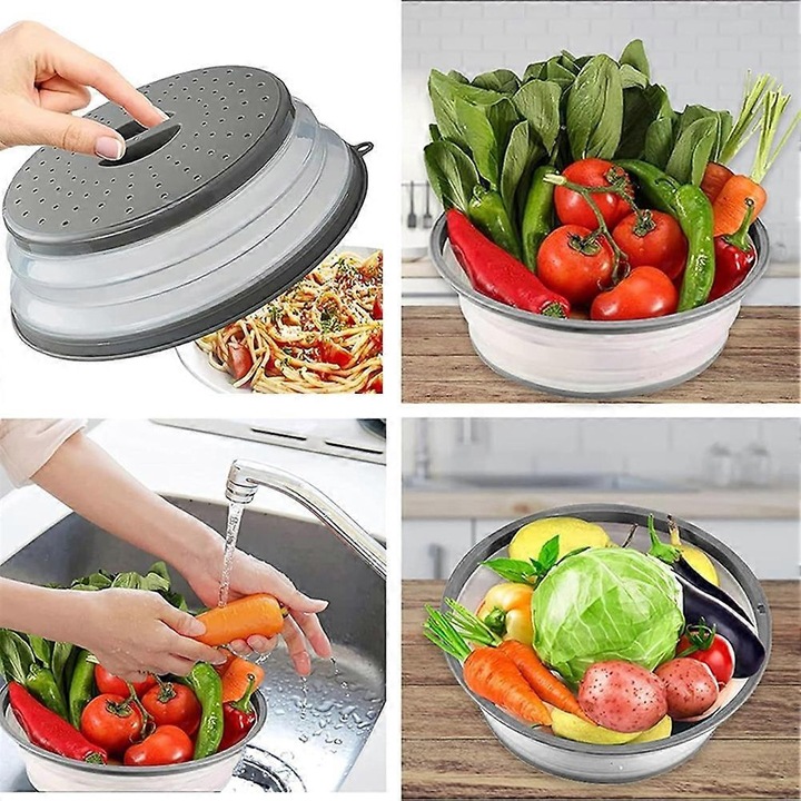 Capace pentru pastrarea alimentelor, set 2, plastic, pliabile, multicolor, dimensiuni variate