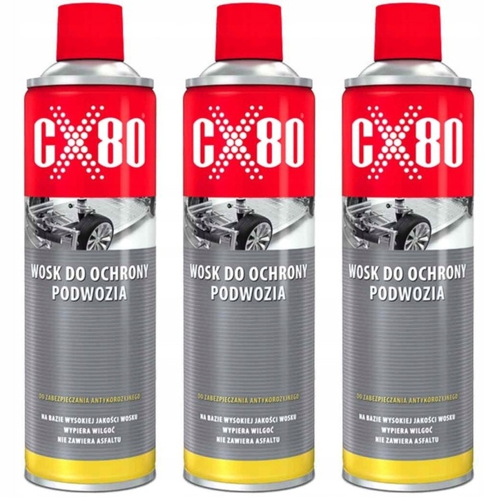 Спрей против ръжда CX80, комплект 3x500ml, прозрачен, за защита на каросерията