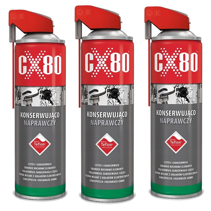 Спрей за поддръжка CX80 Teflon 3x500ml, многофункционален, кехлибар