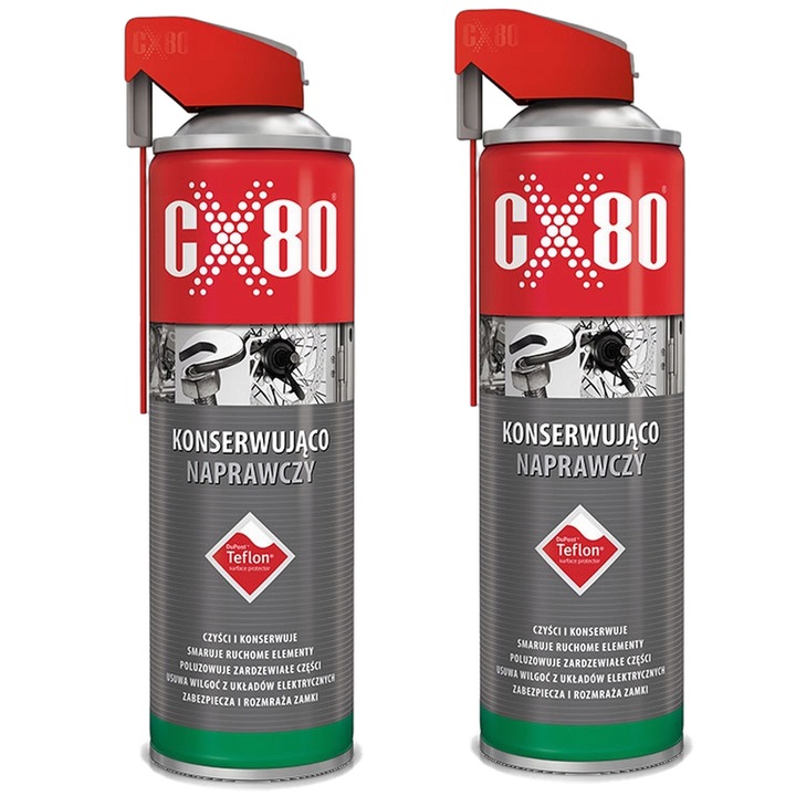 Спрей за поддръжка и ремонт CX80 Teflon 2x500ml, многофункционален, кехлибар