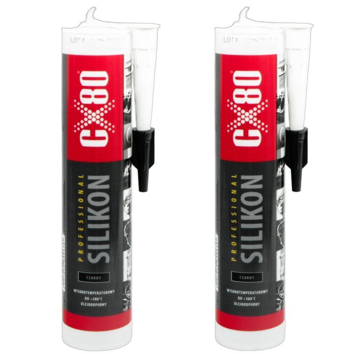 Силиконов уплътнител CX80, устойчив на високи температури, черен, 2x310g