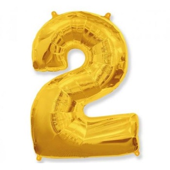 Balon figurina din folie metalizata, cifra 2 auriu. 100 cm Balon figurina din folie metalizata, cifra 2 auriu. 100 cm