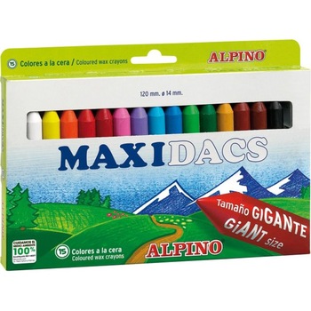 Creioane cerate soft, cutie carton, 15 culori/cutie, ALPINO MaxiDacs Creioane cerate soft, cutie carton, 15 culori/cutie, ALPINO MaxiDacs