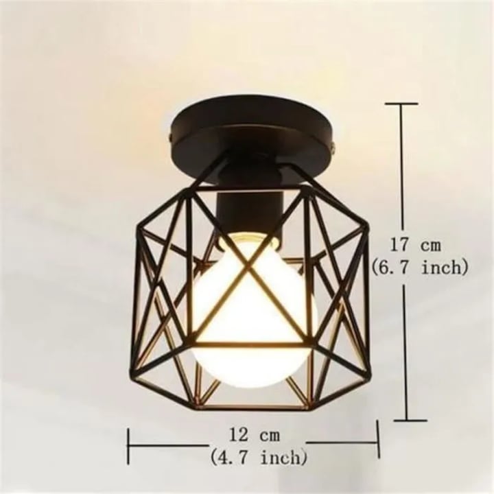 Lustra tavan metal negru patrat DIY 30x30cm