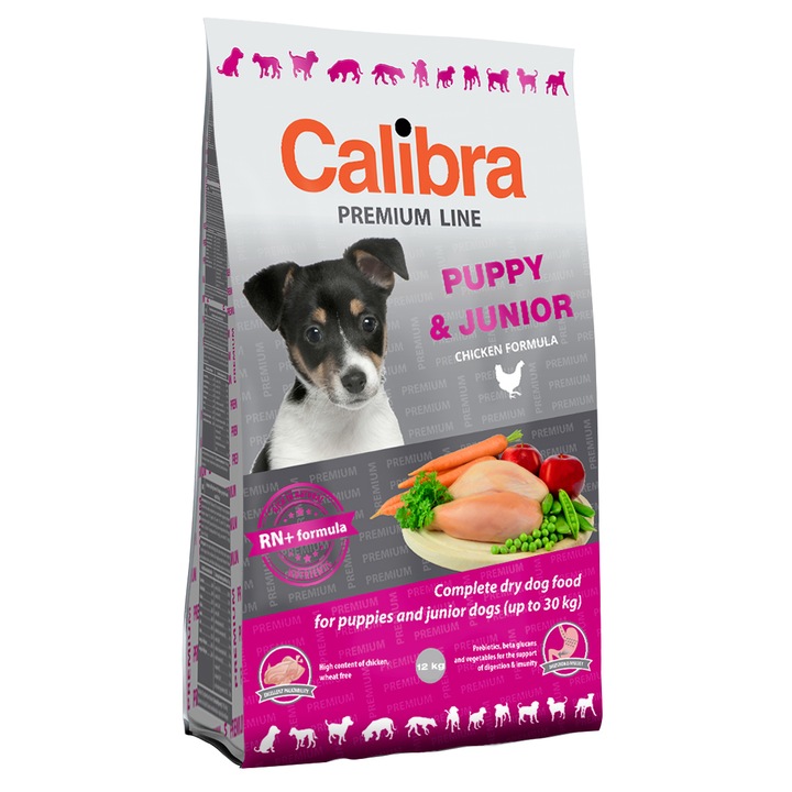 Hrana uscata pentru caini Calibra Premium, Puppy & Junior, 12Kg