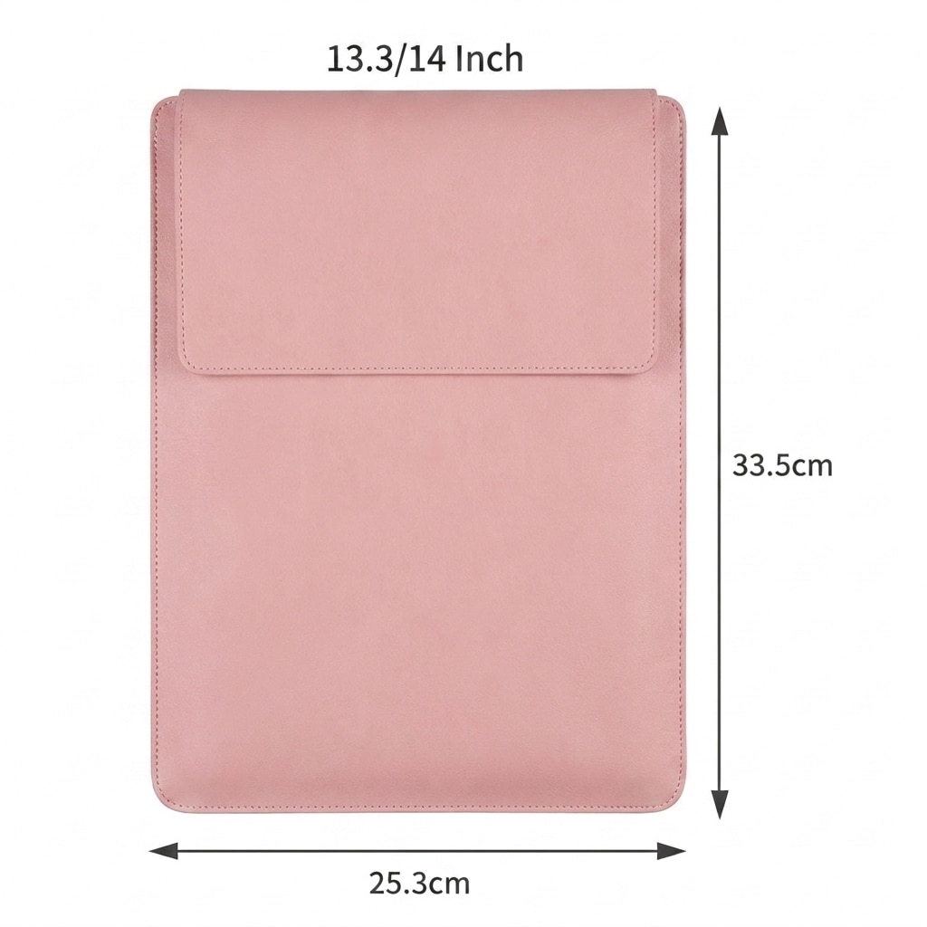 Husa laptop multifunctionala 3-in-1, piele ecologica, roz, 33.5x25.3cm