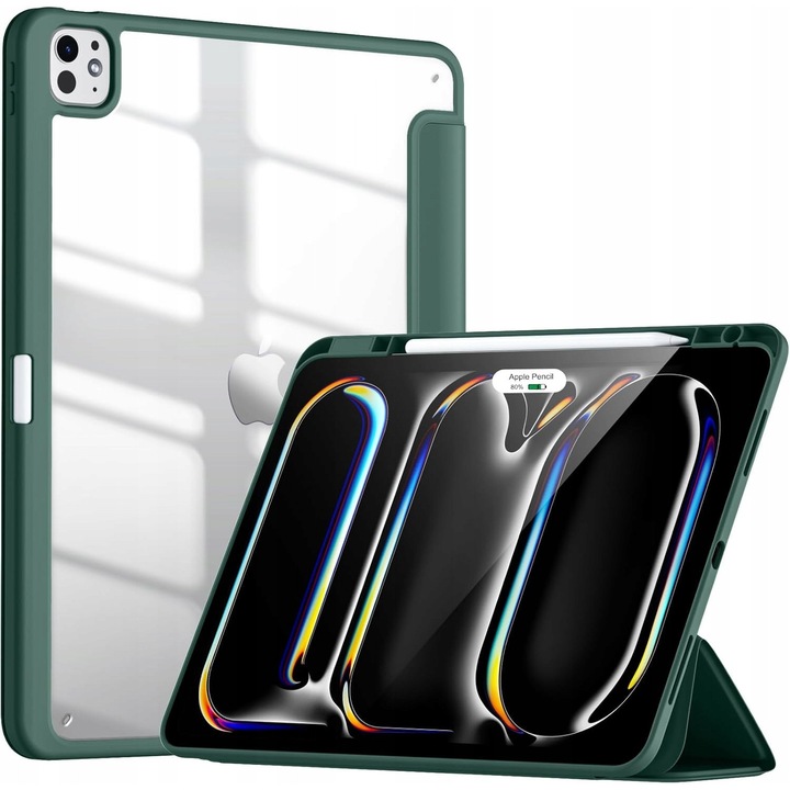 Husa tableta MK18 iPad Pro 13 M4 2024 verde jodla cu suport Pencil
