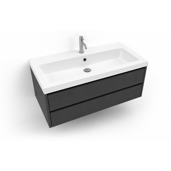 Lavoar compozit, Model Nexo, Pe mobilier, Cuva centrala, 860x510x50, White Snow Texturat