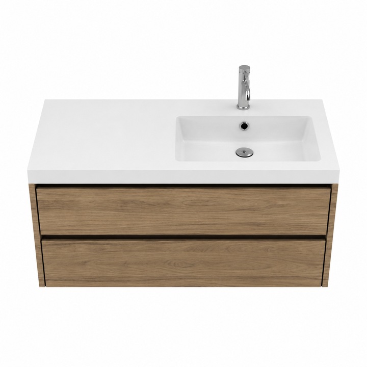 Lavoar compozit, Model Nexo, Pe mobilier, Cuva dreapta, 960x510x50, White Snow Texturat