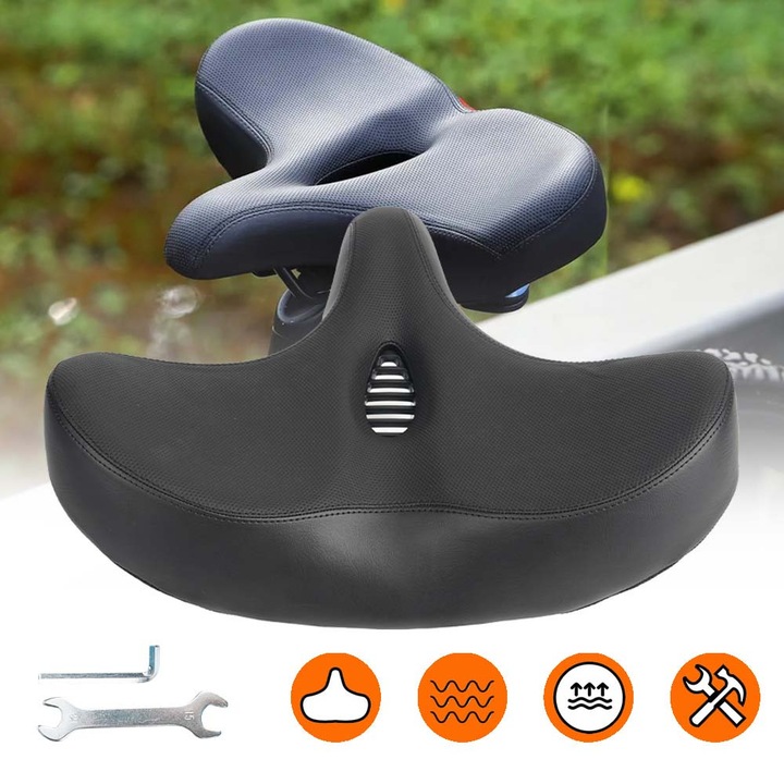 Sa De Bicicleta, Sa Confortabila, Cu Spuma Foarte Elastica Si Sistem Integrat De Arcuri Elicoidale, Design Ergonomic Largit, Respirabila, Moale Si Cu Amortizare A Socurilor Pentru Biciclete De Sosea