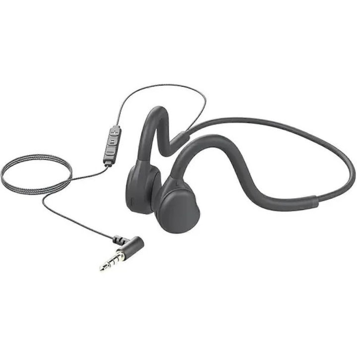 Casti sport cu design deschis, banda de gat cu fir si microfon, conector de 3,5 mm/Type-C, control pe fir, casti stereo pentru ciclism, jogging, fitness...