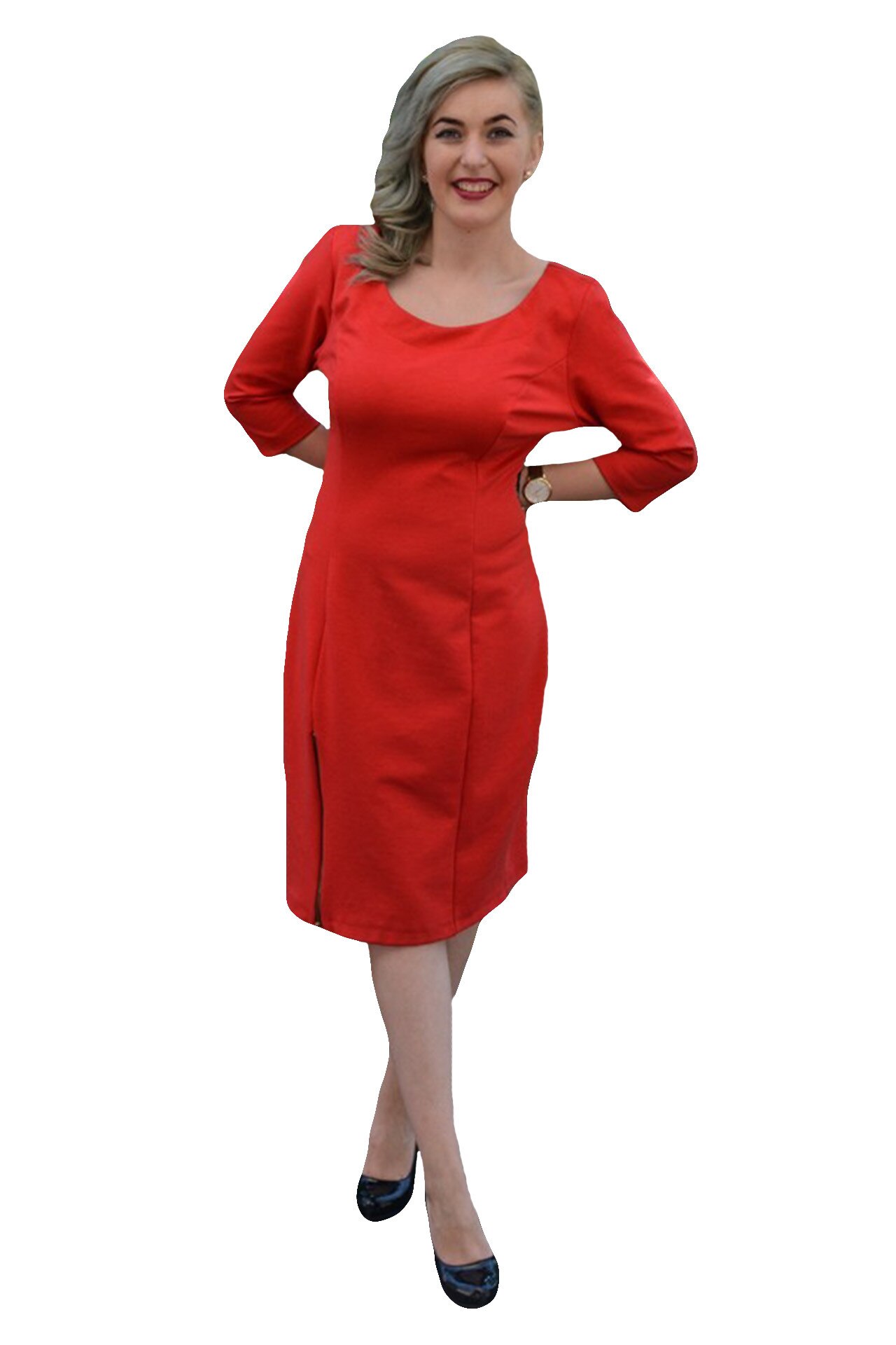 Rochie feminina, in spate in v , D&J Exclusive, Rosu