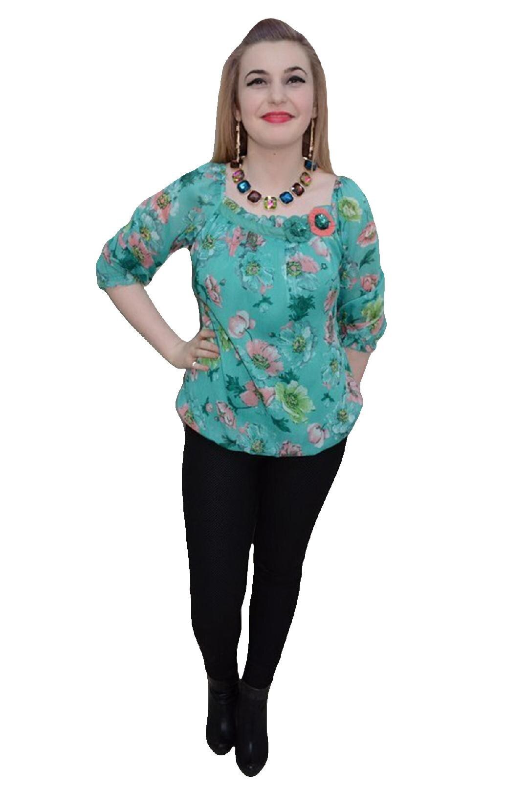 Bluza eleganta cu maneci trei-sferturi fine , D&J Exclusive, Multicolor