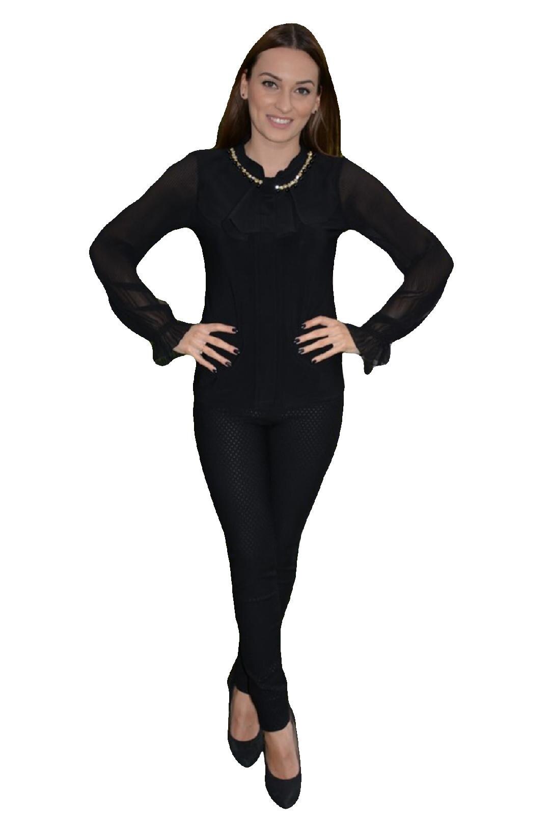 Bluza de ocazie cu design de colier, D&J Exclusive, Negru