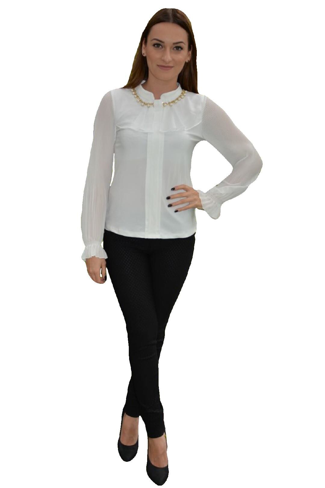 Bluza de ocazie cu design de colier, D&J Exclusive, Alb