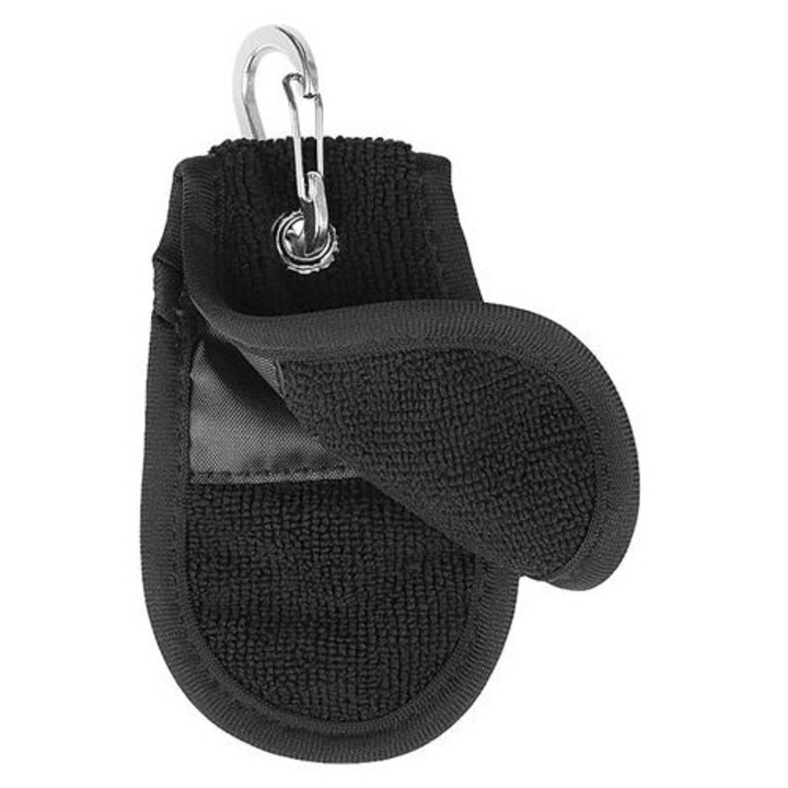 Laveta curatare mingi golf, bumbac dublu, negru, 12.5x7.5x0.2cm