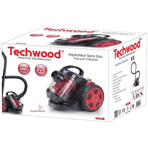 Aspirator fara sac Techwood TAS-755, ciclonic, 700W, 2L