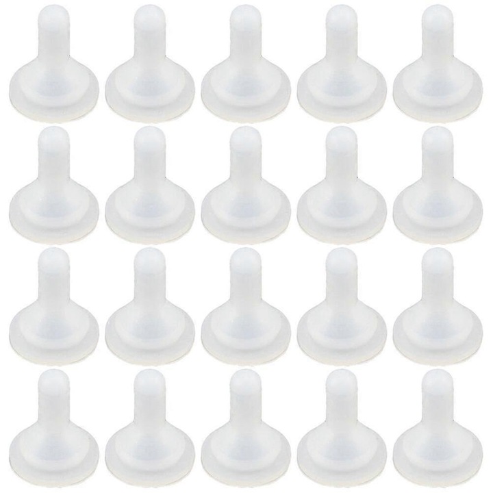 Set 20 suzete silicon pentru hranire animale mici, alb, 2x1.7x1.7cm