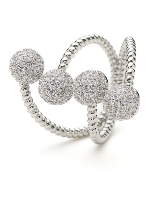 Inel Argintiu Reglabil Model Cuff Cu Cristale Zirconia
