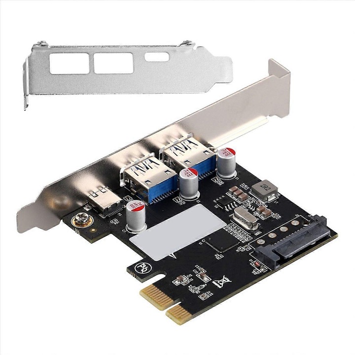 Placa de extensie PCI-E USB3.1 Type-C si USB3.0, multicolor, 15 porturi, dimensiuni standard