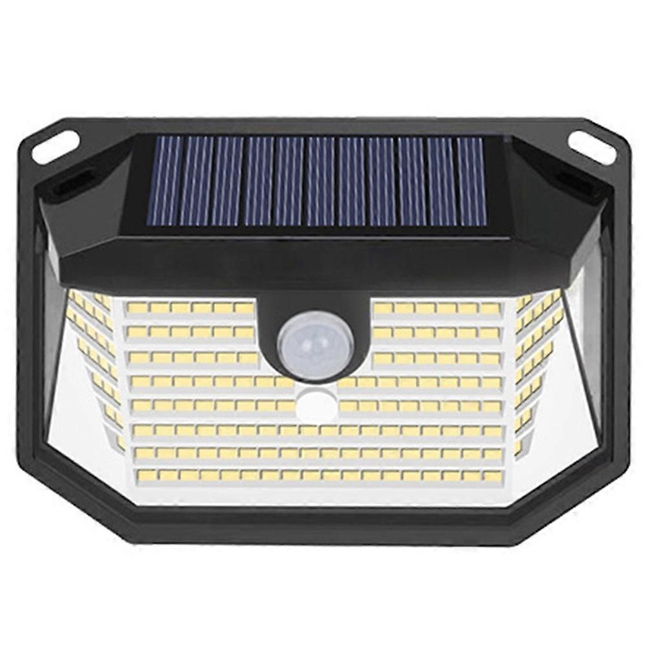 Lampa solara cu senzor de miscare, unghi 270, rezistenta la apa, plastic, multicolor