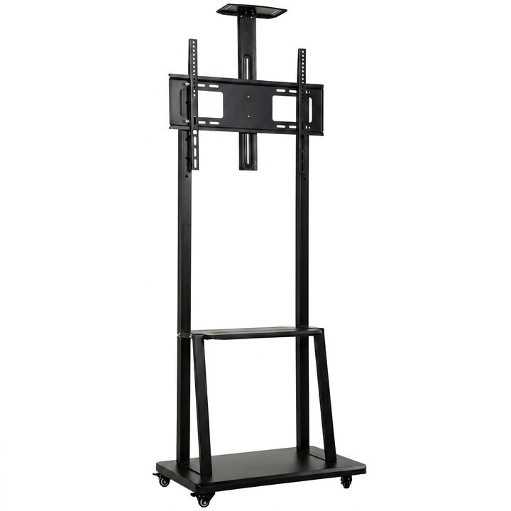 Mobil TV állvány 32-75 hüvelykes televíziókhoz, HOMCOM, Fém, 70 x 43 x 192 cm, Fekete