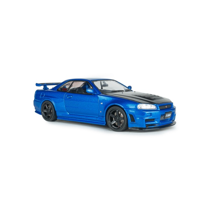 Nissan Skyline GT-R (BNR34) autómodell Nismo alkatrészekkel, Bayside Blue, 2005, 1:43, Solido