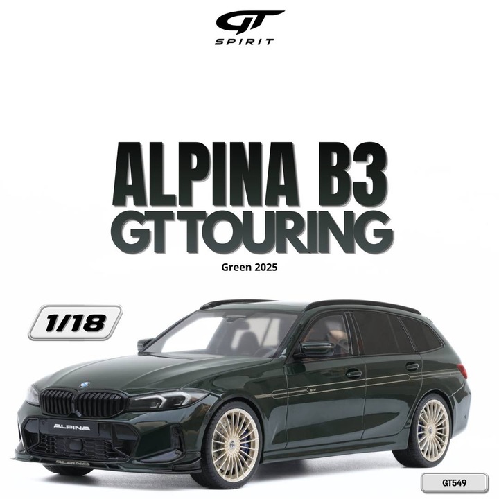 BMW Alpina B3 GT Touring autómodell, zöld, 2025, GT549, 1:18, GT Spirit