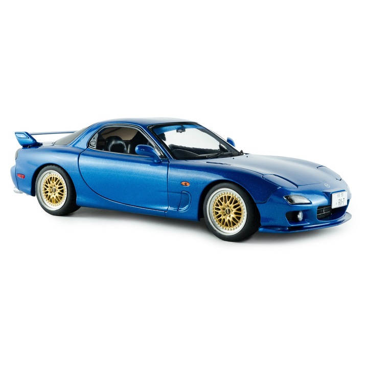 Mazda RX7 FD3RS 1999 autómodell, 1:18, Mica Blue, Solido