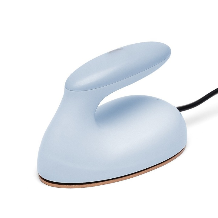 Fier de calcat mini, 220 V, incalzire in 20 de secunde, fier de calcat, mecanic, ORBER, portabil, comutator cu o singura pozitie, pentru calatorii, aluminiu/ABS, 58 × 66 × 102 mm, albastru