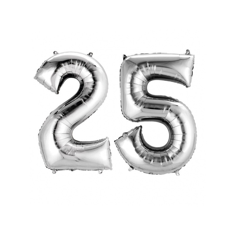 Pachet baloane folii mari numarul 25 argintiu - 86cm, Amscan 33957