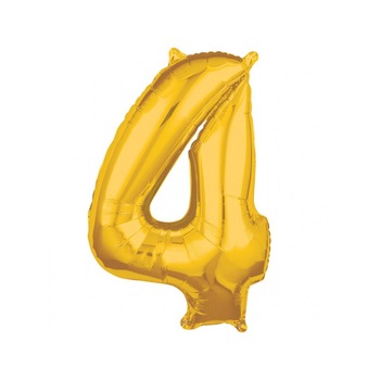 Balon Folie Cifra 4 Auriu - 45 x 66cm, Amscan 36557 Balon Folie Cifra 4 Auriu - 45 x 66cm, Amscan 36557
