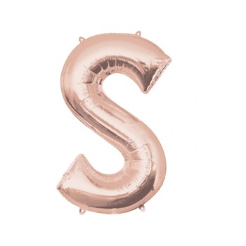 Balon Folie Mare Litera S Rose Gold - 53 x 88cm, Amscan 36582 Balon Folie Mare Litera S Rose Gold - 53 x 88cm, Amscan 36582