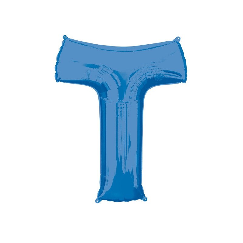Balon Folie Mare Litera T Albastru - 66 x 81 cm, Amscan 35439