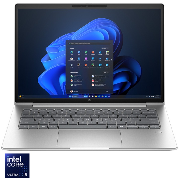 Laptop HP ProBook 4 G1i 14 cu procesor Intel® Core™ Ultra 5 225U pana la 4.80 GHz, 14'', WUXGA IPS, 16GB RAM, 512GB SSD, Intel Graphics, Win 11 Pro, Silver