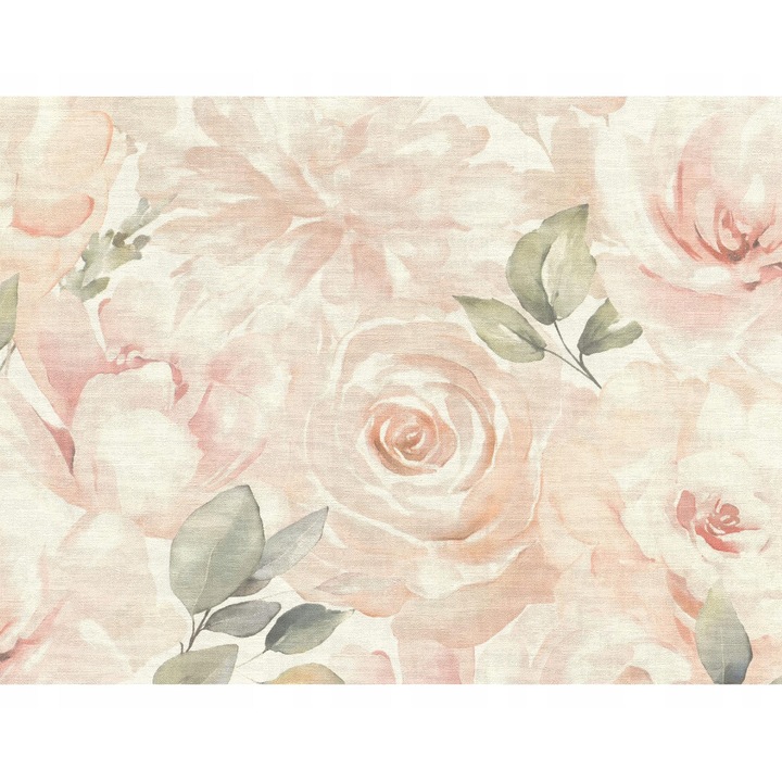 Tapet vinil pe suport netesut KBM, flori roz pastel, 53x1000cm