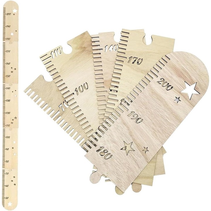 Fa növekedési mérő, 5 részes készlet, többszínű, 12.3x35.4cm, 50-200cm