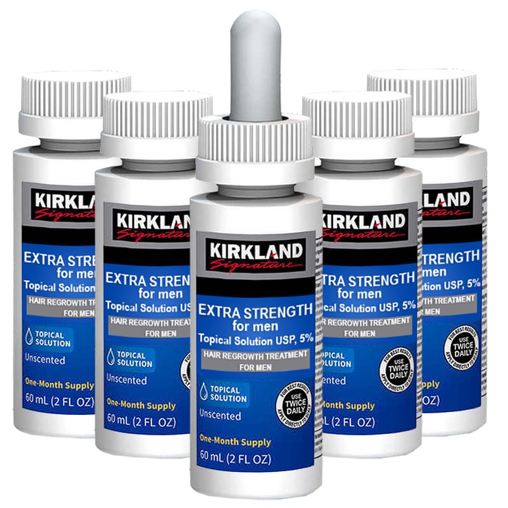 5 hónapos oldat, Kirkland, 5%, hajhullás elleni kezelés, Pipettával együtt, 5x 60ml