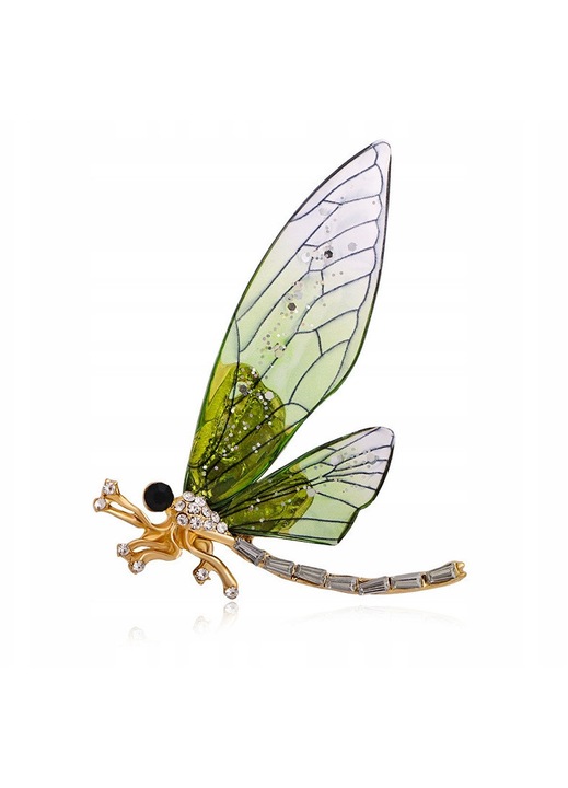 Brosa Eleganta Libelula Aurie cu Zirconi Cubic - Decorare haine
