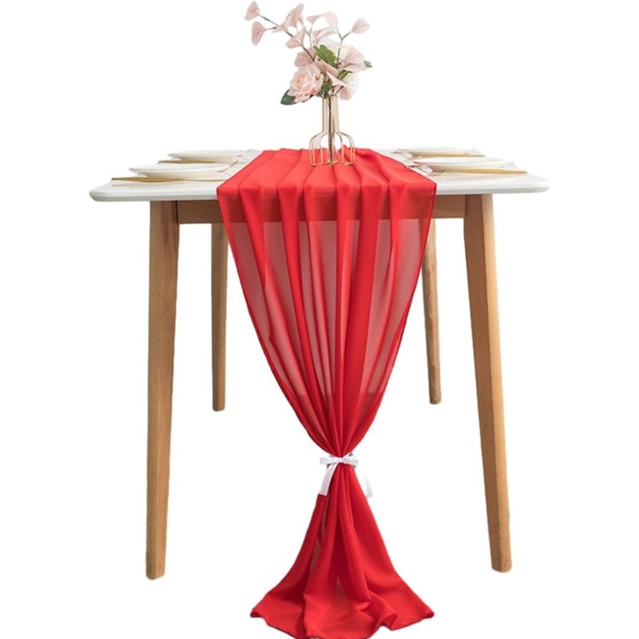 Asztali futó, sifon, 72x305cm, átlátszó