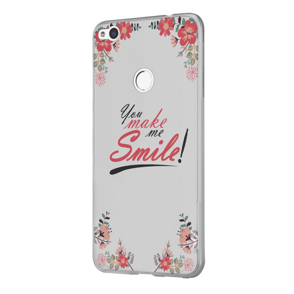 Husa Silicon, Transparent, Slim, You Make Me Smile, Huawei P Smart