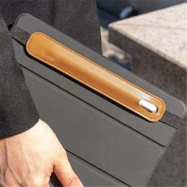 Husa pentru stilou din piele PU cu banda elastica, pentru notebook/tableta, verde, 19,3 x 3,1 cm