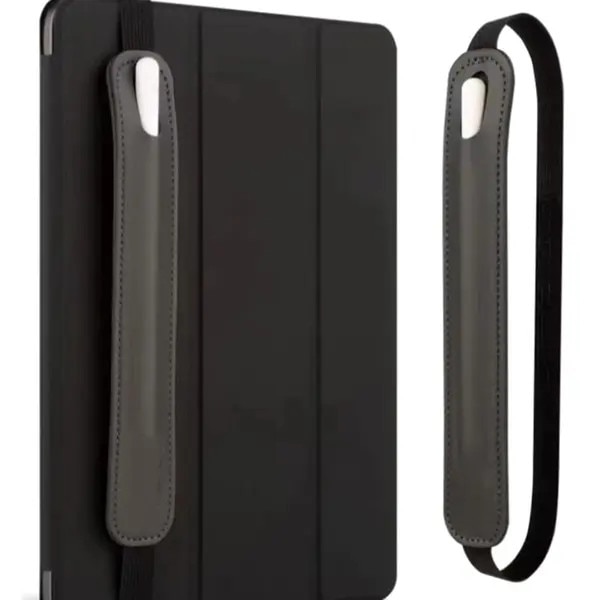 Husa pentru stilou din piele PU cu banda elastica, pentru notebook/tableta, verde, 19,3 x 3,1 cm