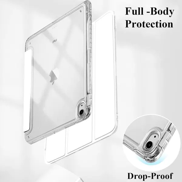 Husa tableta compatibil iPad Air 11 inch 2024/2025 cu suport stilou transparent roz 11x24cm