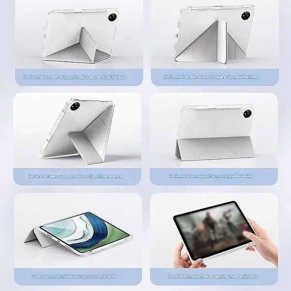 Husa tableta compatibil iPad Air 11 inch 2024/2025 cu suport stilou transparent roz 11x24cm