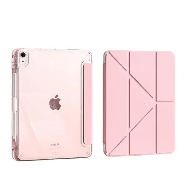 Husa tableta compatibil iPad Air 11 inch 2024/2025 cu suport stilou transparent roz 11x24cm